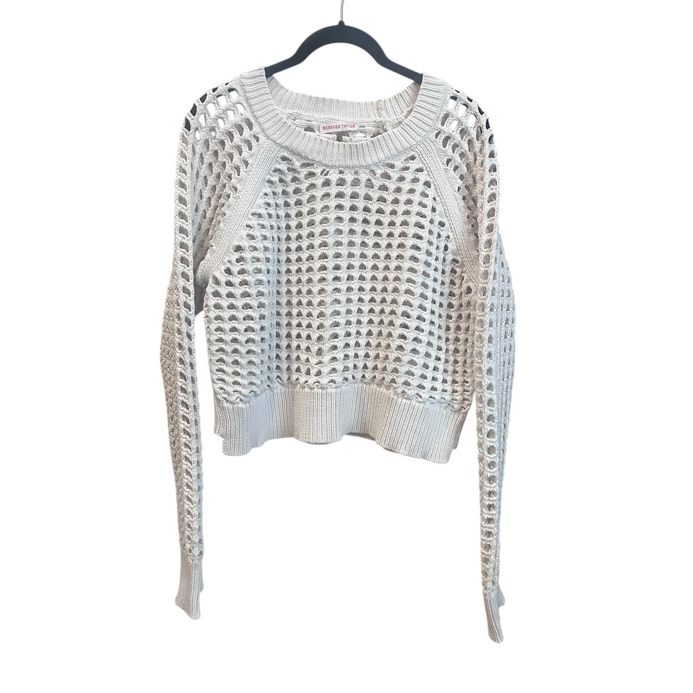 Rebecca Taylor Chunky Open Knit Seetser White Cotton Boho Size Medium